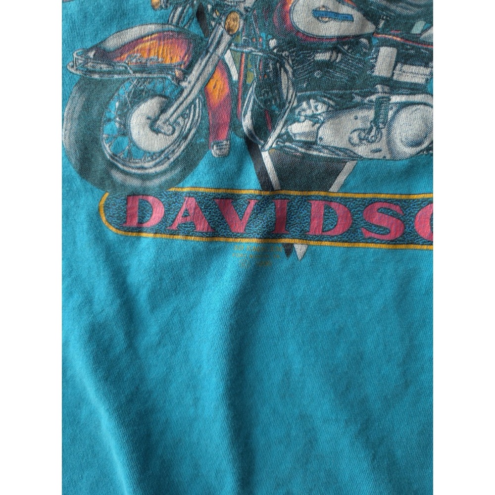Vintage 1990s Harley-Davidson 3D Emblem Blue Single Stitch T-shirt Ontario M - Picture 7 of 12